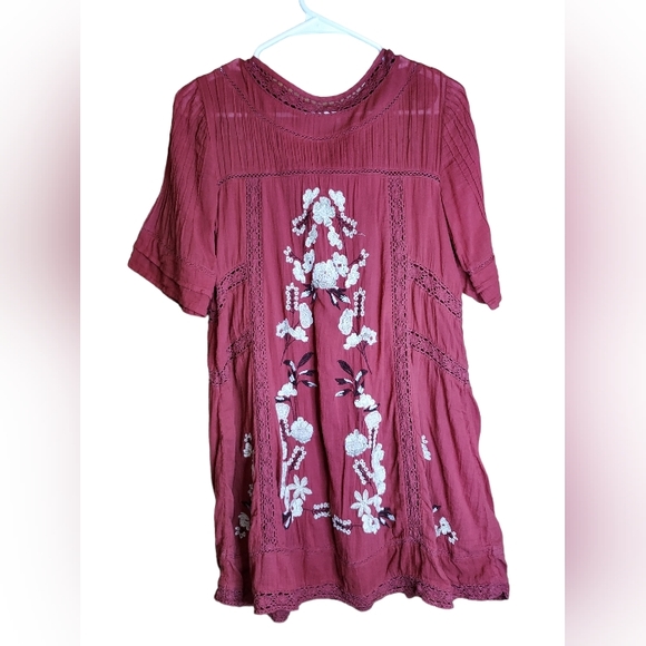 Free People Red Mini Dress with White Embroidery - Picture 3 of 15